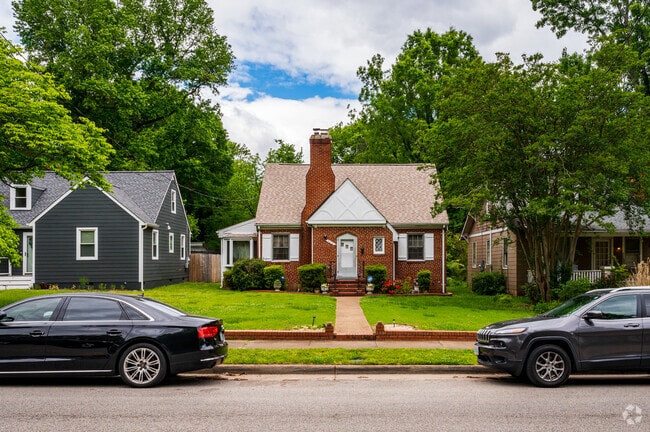 Most Northrop homes on Crutchfield Street have cozy front yards.