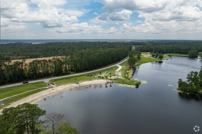The Blythe Island Recreational Park features a small beach.