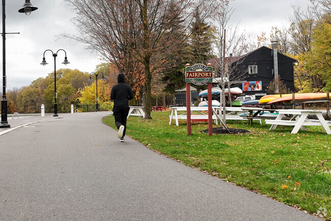 A runner in Fairport along the Erie Canal.