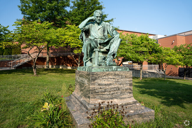 A statue of namesake A.I. Prince Technical High School's namesake sits proudly on its campus.