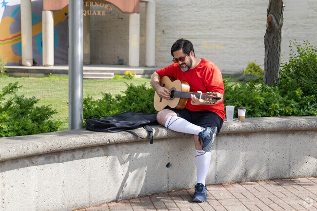 Church locals can be found playing a tune in the afternoon.