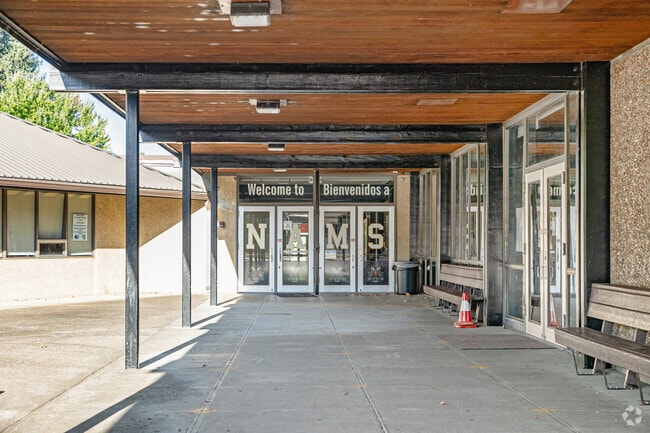 The student population at North Albany Middle School is about 560 students.