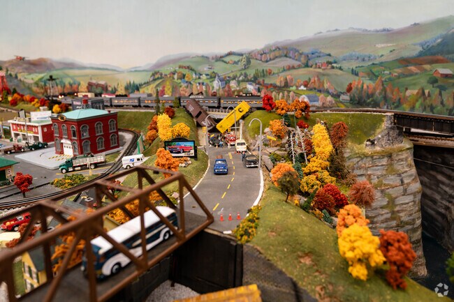 Edgerton Model Railroad Room is an enormous model train room featuring four sections for all seasons of the year.