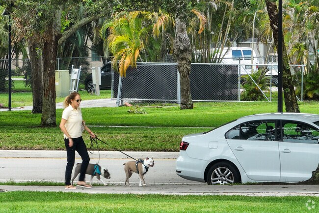 Dog walking is convenient on the streets of the Sierra Mirada neighborhood.