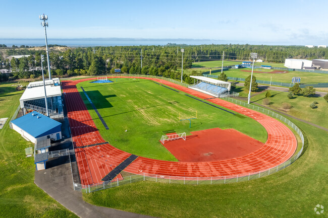 Siuslaw Middle School in Florence, Oregon, has a track and football field for students.