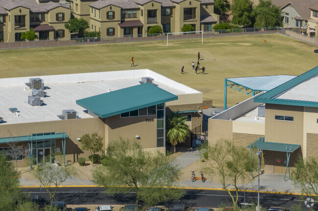 Phoenix’s Skyline Prep High School has a large field on the west side of campus for sports.