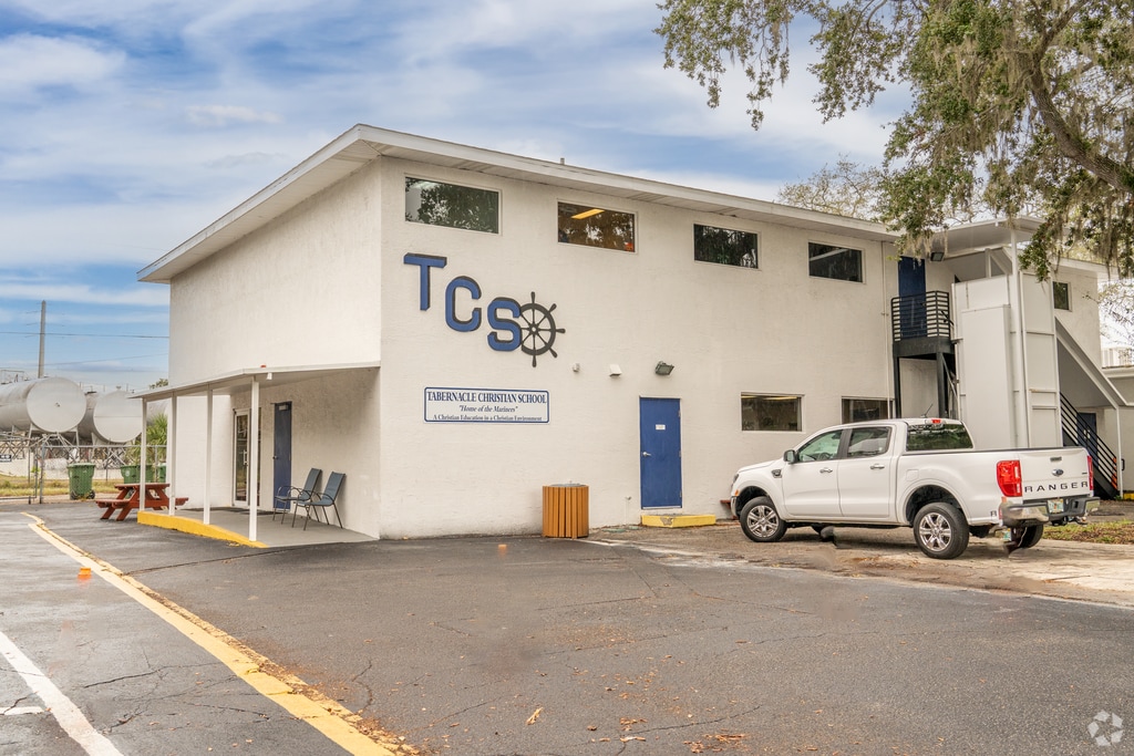 Tabernacle Christian School is situated next to a church.