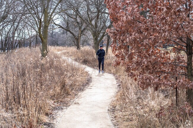 There are unpaved trails in Horner Park which are great for running or walking.