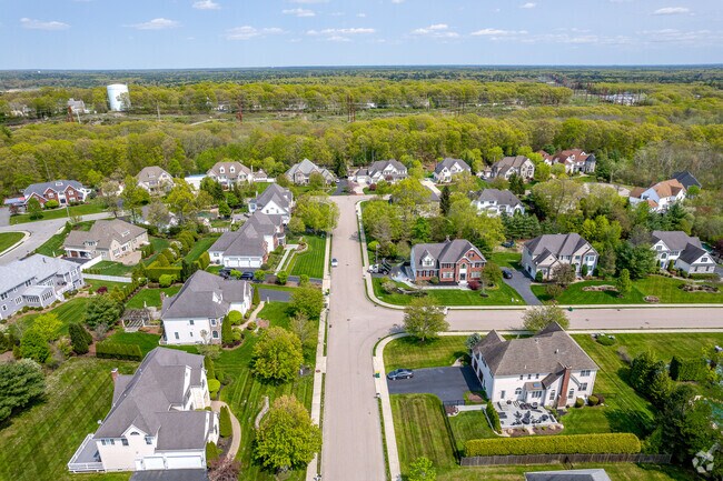 Discover Westwood Estates in North Attleborough from this aerial perspective.