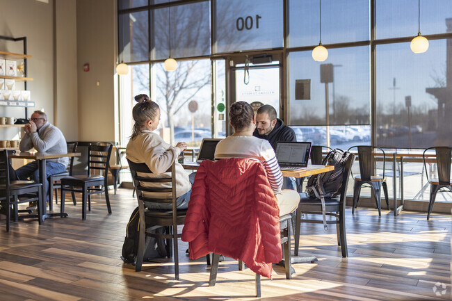 Belmont residents enjoy meeting up at Peet's Coffee to collaborate on work projects in person.