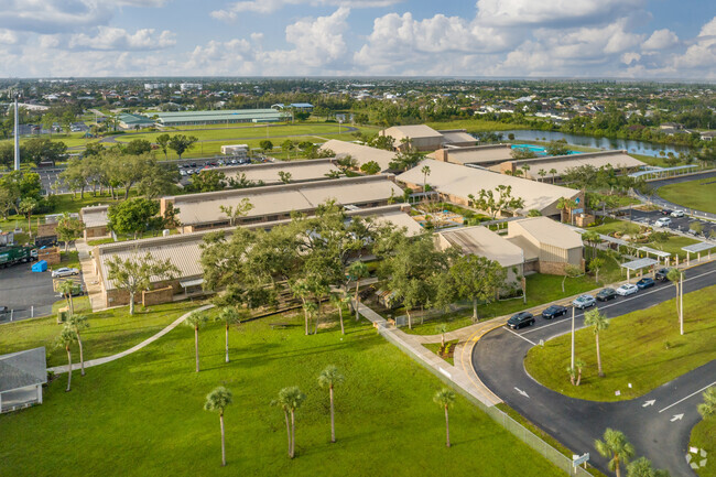 From above you can see where the school lies in referende to surrounding neighborhoods.