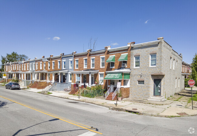 The Biddle Street neighborhood is comprised of traditional rowhomes.