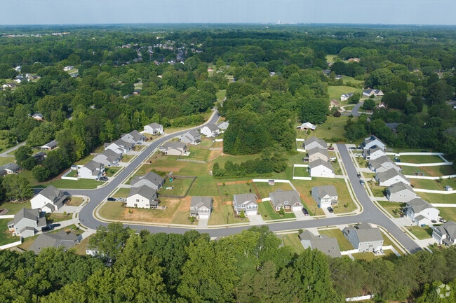 Aerial view of Abbotts Creek homes.