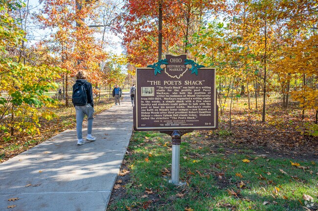 Bishop Woods is one of several campus green spaces where students can find a quiet space.