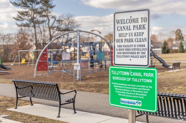 Canal Park in Stonybrook is small township park with a playground for kids and a path to walk your dogs.