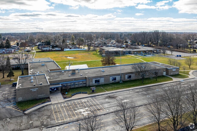 Aerial view of Blair Moody Elementary School.
