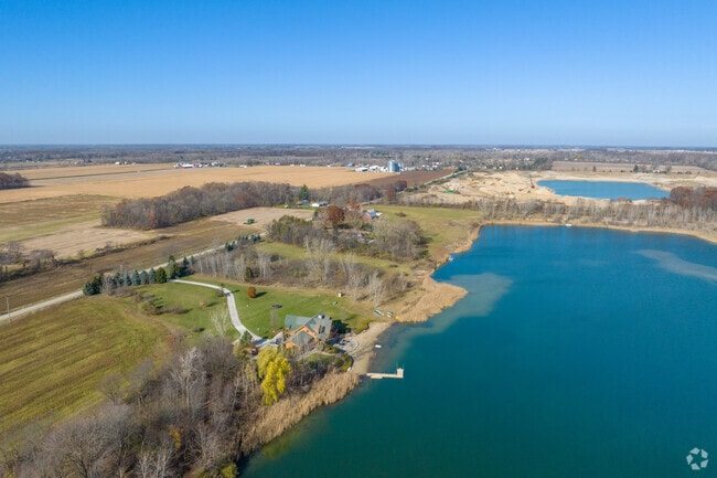 Homes on Boss Lake look towards 32 Mile Road in Lenox Township.