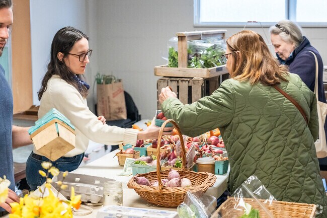There is a great selection of fresh fruits and vegetables at the Indoor Farmers Market.