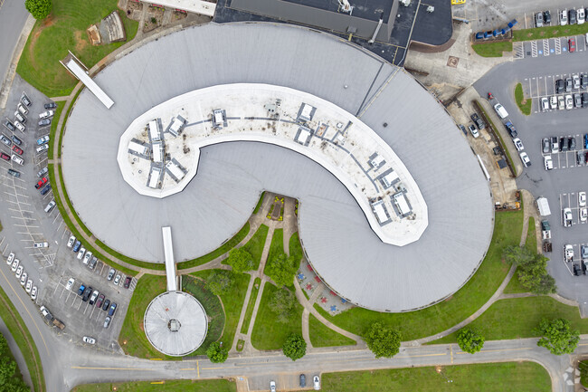 The main campus building of Freedom High School features unique design elements.