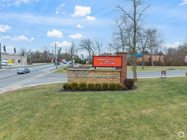 Mt Healthy High School entrance signage.