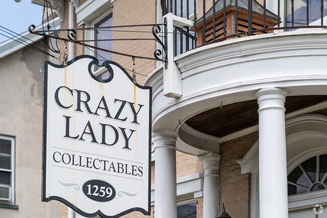 Local businesses are mixed with the historic homes along E Philadelphia Ave in Gilbertsville.