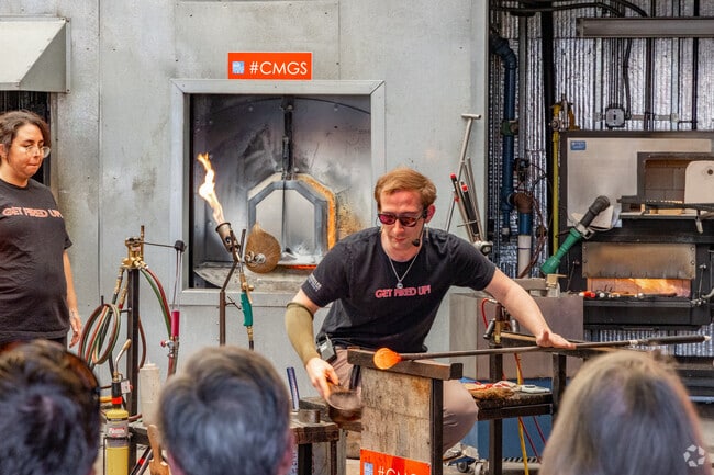 The Chrysler Museum offers a free glass blowing demonstration daily and is near Bruce's Park.