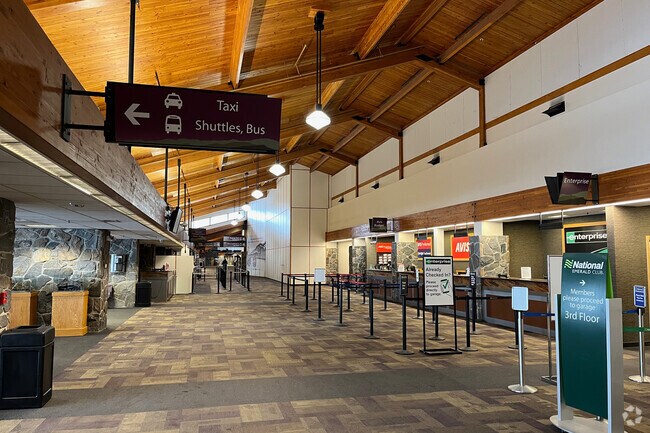 The Bozeman Airport has shuttle buses and Taxis that go straight to Ponderosa Pines.