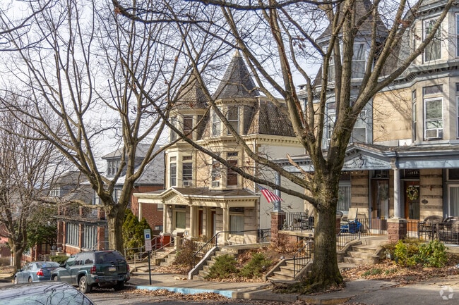 A quiet street near the park in Saint Mary's neighborhood.