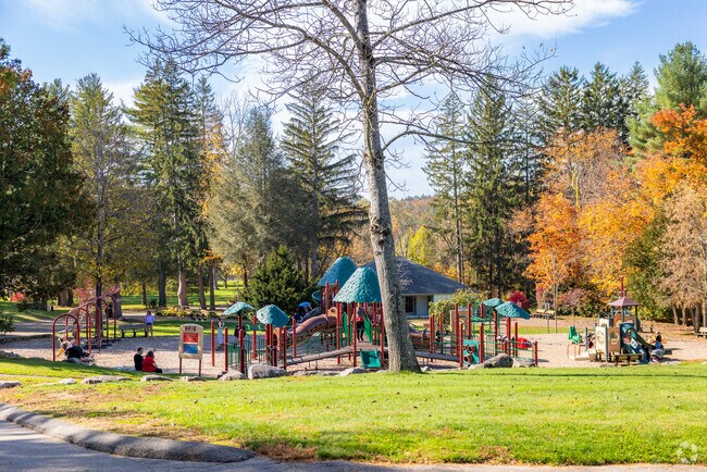 Kids enjoy the playground at Benson Park in Pelham, New Hampshire.