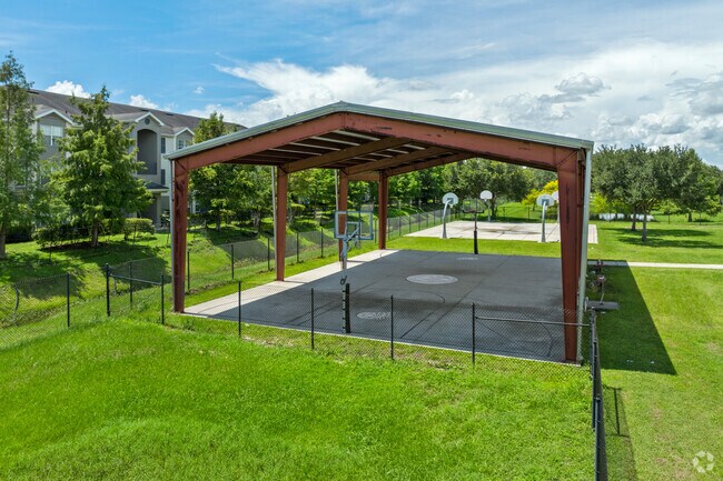 Chickasaw Elementary School has a rare covered basketball court.