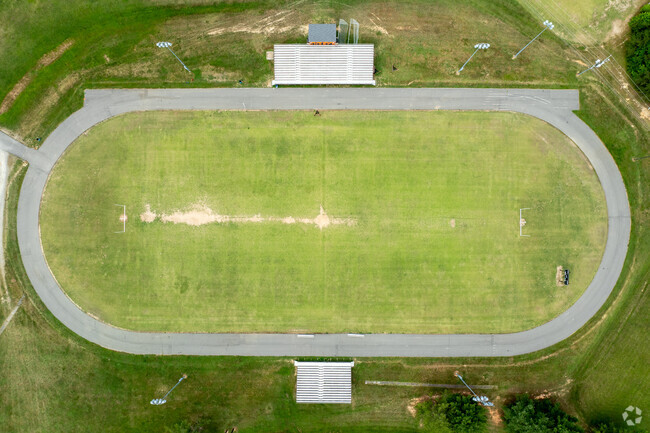 An aerial view of the sports field at Powhatan Middle School.