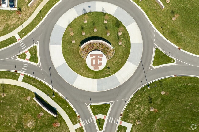 Tates Creek High School's roundabout connects it to other schools.