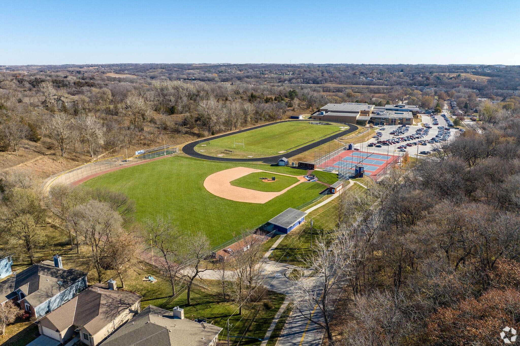 Baseball fields at Abraham Lincoln High School.