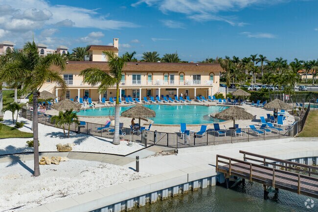 The community pool in Bayway Isles is popular with residents and close to the tennis courts.