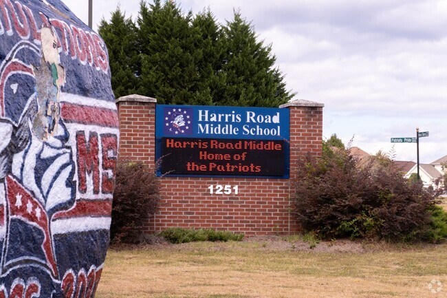 View of the Harris Road Middle School sign located in Concord NC.