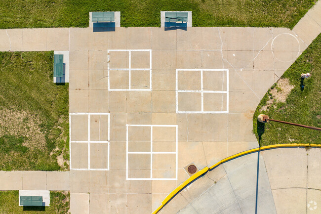 Ample outdoor play space awaits students of Kiewit Middle School.