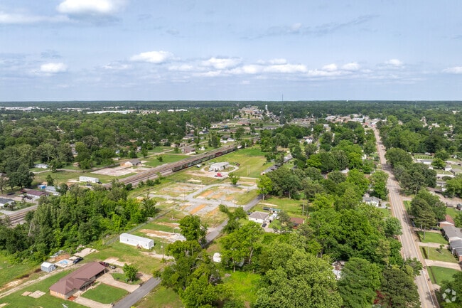 The path of the tornado that passed through Wynne in 2023 can be easily seen from the air.