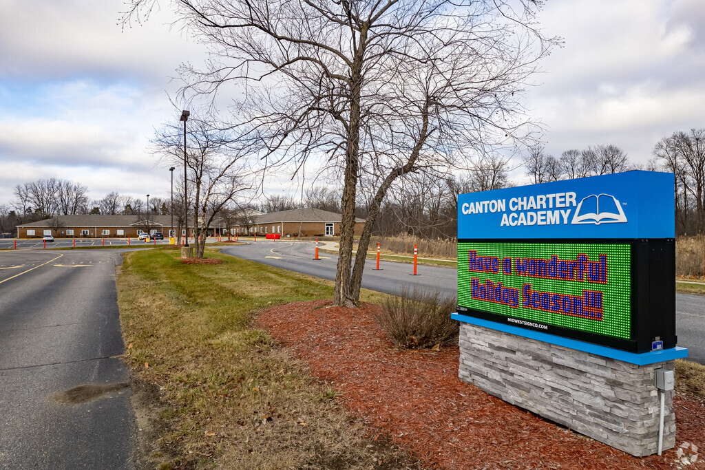 Entrance to the main lot at Canton Charter Academy.