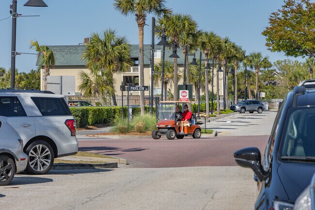 Locals enjoy commuting on Isle of Palms by golf cart.