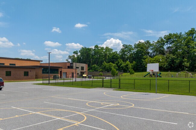 Basketball Courts at Iron Forge Elementary School help students practice their skills.