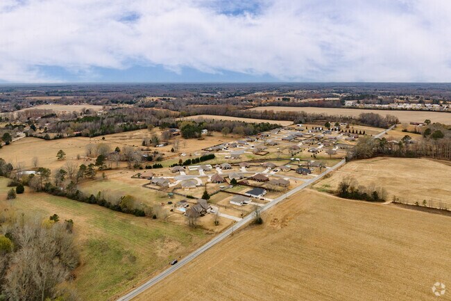 A beautiful aerial view of Cartwright farm land and residential areas.