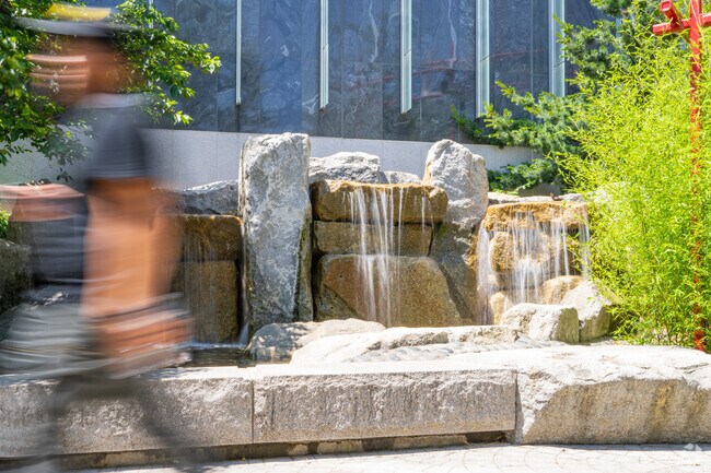 Take a peak at the waterfall when you walk through the Rose Kennedy Greenway in Chinatown.