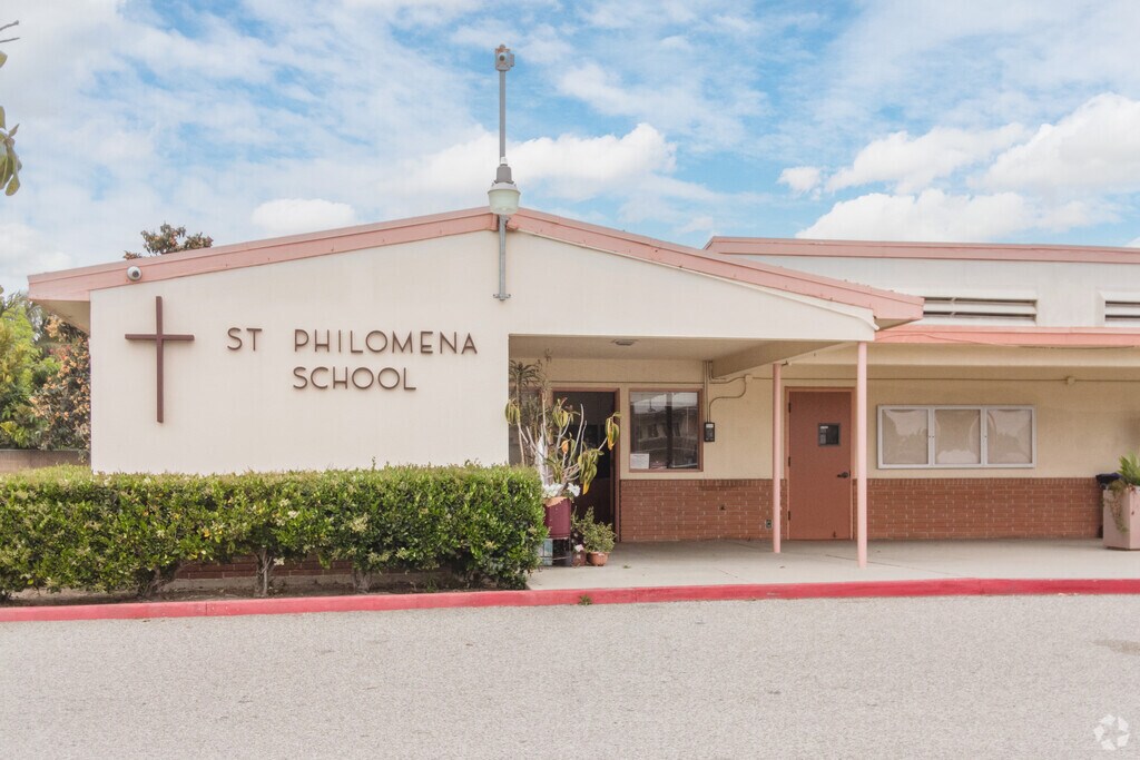 The entrance to St. Philomena Elementary School.