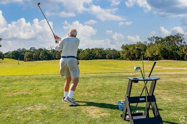 Pelican Pointe members can visit the range to sharpen their skills before hitting the links.