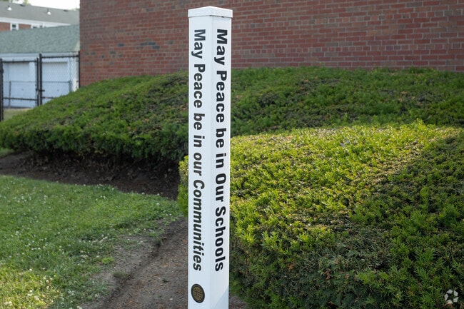 Words of wisdom are posted at the front entrance of the Leo F Giblyn School in Freeport, NY.