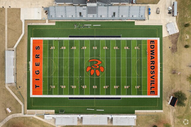 Edwardsville High School’s turf stadium anchors the sports complex.