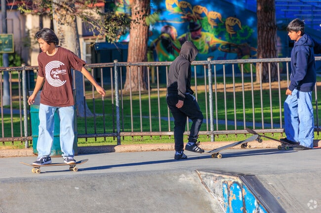Veterans Valor Plaza skatepark is a favorite spot for Nehyam’s skaters.