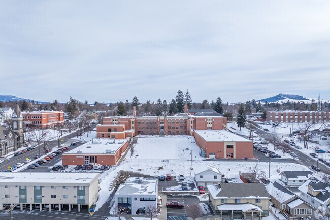 Moscow high schools sits on the hill overlooking the rest of the city.