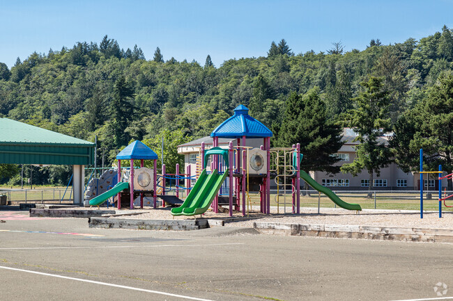 Outdoor playground provides healthy activity for students at Emerson Elementary School.