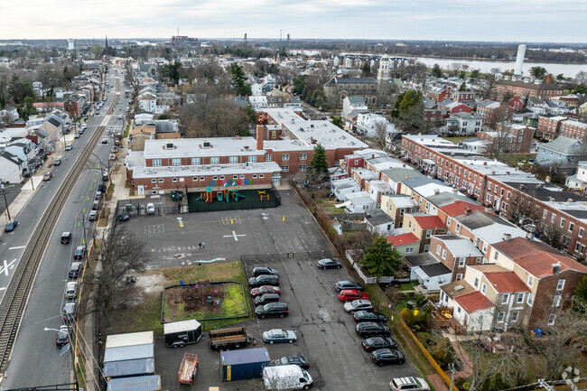 There is a small parking lot at Captain James Lawrence Elementary School.